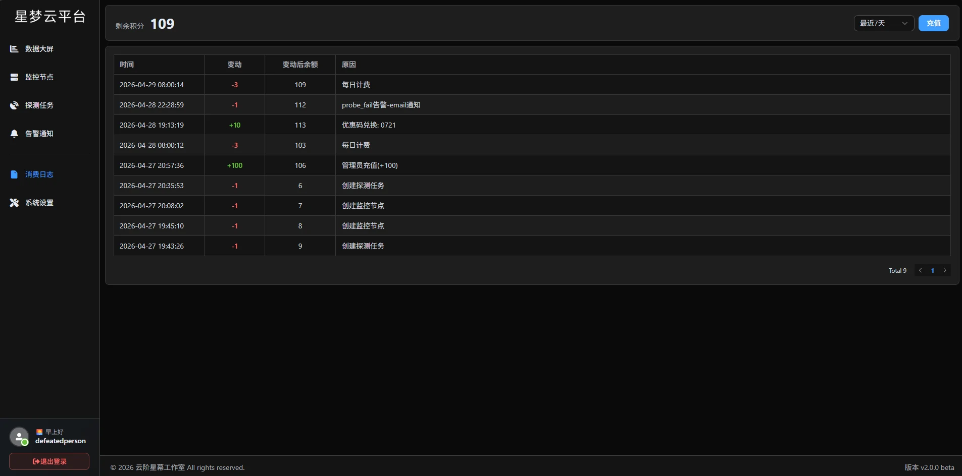 消费日志与积分账单